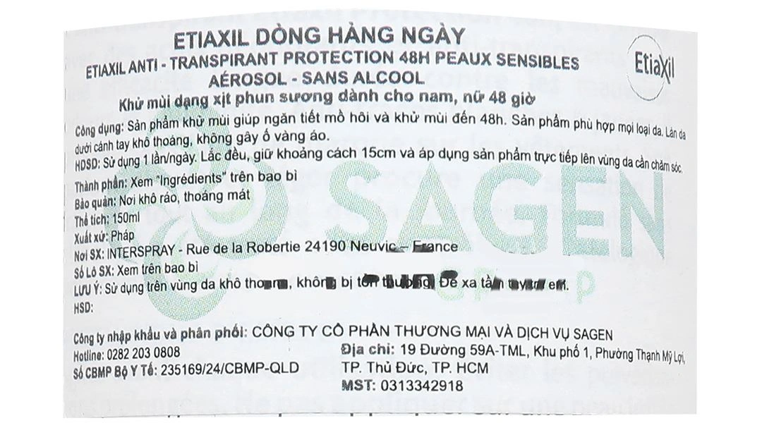 Chai xịt khử mùi toàn thân 48h ETIAXIL ANTI-TRANSPIRANT Chai/150ML - 5